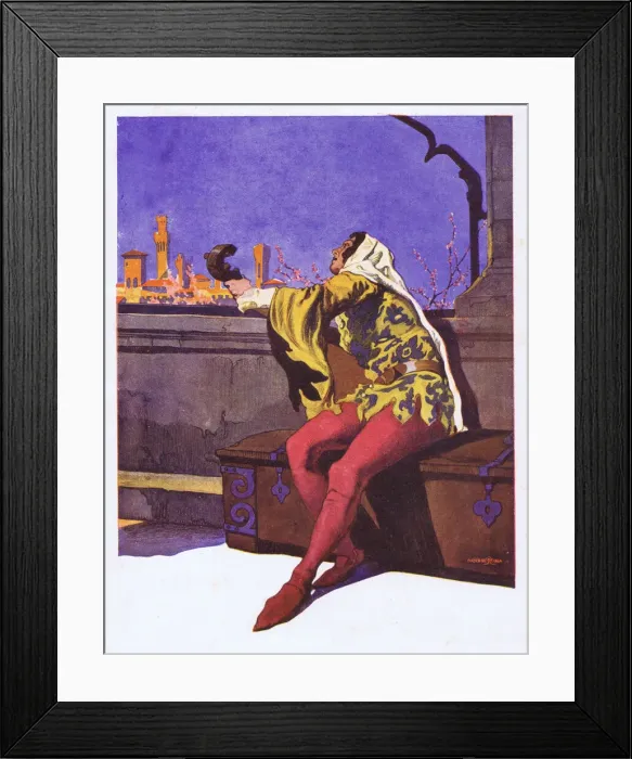 Framed Print : A sketch of a troubadour in Venice, 1924 Framed Print : A sketch of a troubadour in Venice, 1924