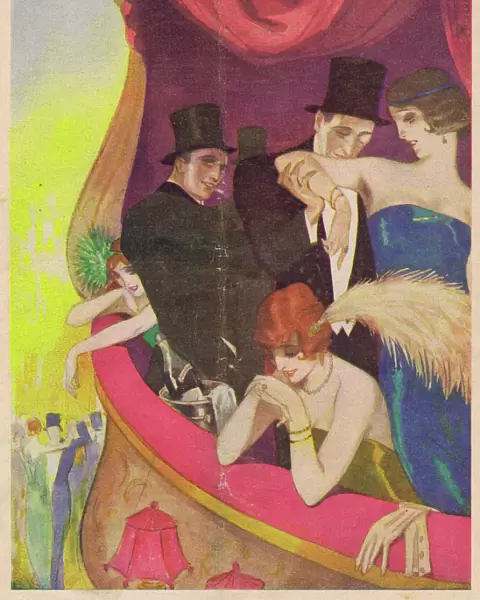 An art-deco scene from an opera box, Germany, 1924