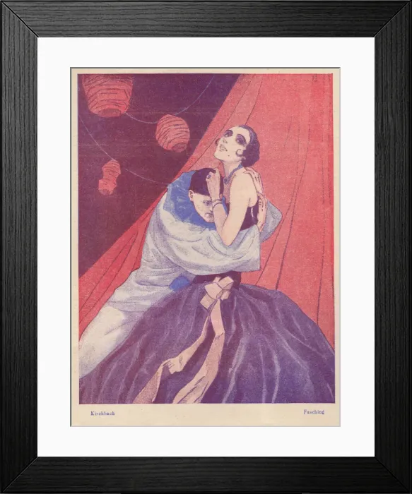 Framed Print : A sketch of a couple attending a carnival, Germany, 1924 Framed Print : A sketch of a couple attending a carnival, Germany, 1924