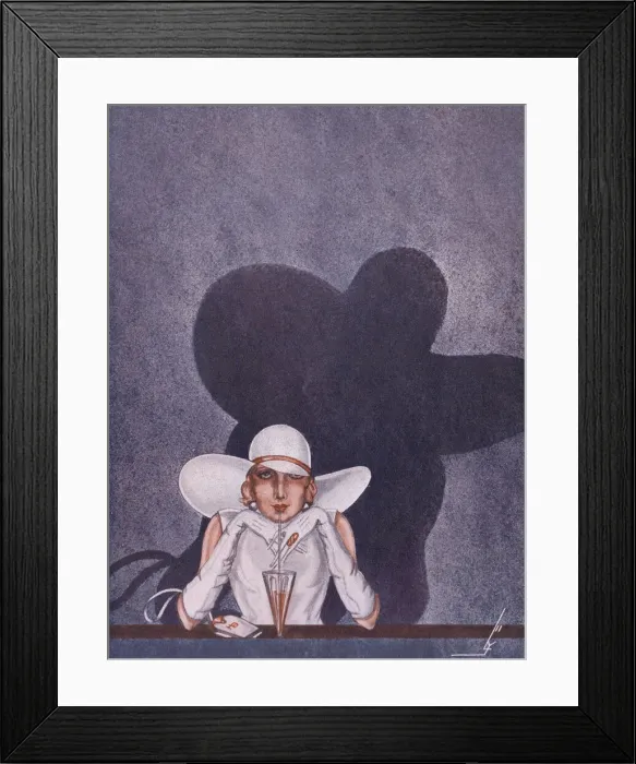 Framed Print : Art deco sketch of a glamorous woman drinking a cocktail Framed Print : Art deco sketch of a glamorous woman drinking a cocktail