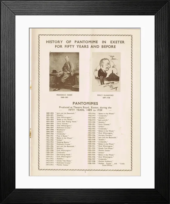 Framed Print : Advert - history of Pantomime at the Theatre Royal, Exeter Framed Print : Advert - history of Pantomime at the Theatre Royal, Exeter