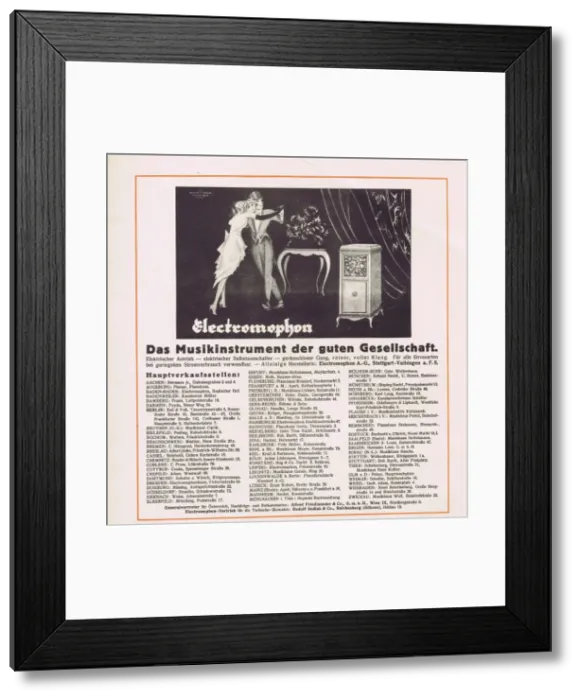 Framed Print : Advert from Reigen Magazine, Germany, 1923 for a gramophone Framed Print : Advert from Reigen Magazine, Germany, 1923 for a gramophone