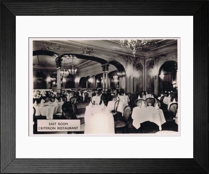 Framed Print : A view of the East Room at the Criterion Restaurant Framed Print : A view of the East Room at the Criterion Restaurant