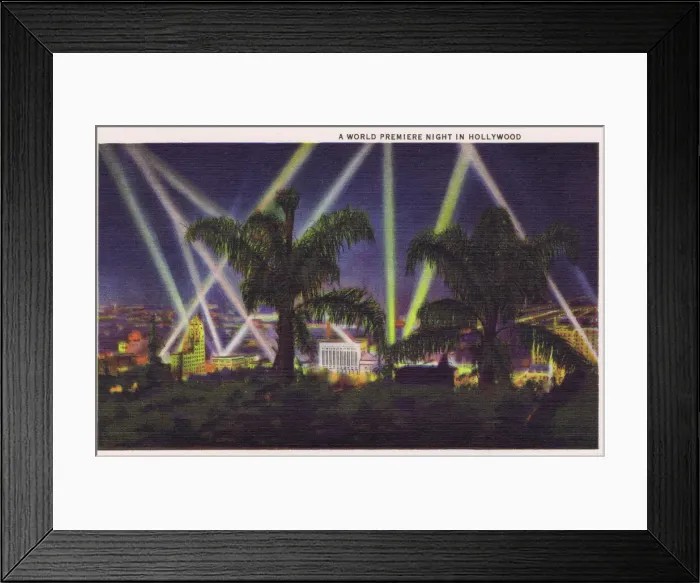 Framed Print : Postcard showing World Premier Night in Hollwood, 1930s Framed Print : Postcard showing World Premier Night in Hollwood, 1930s