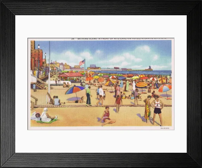 Framed Print : Bathing scene in front of Ritz-Carlton Hotel, Atlantic City Framed Print : Bathing scene in front of Ritz-Carlton Hotel, Atlantic City