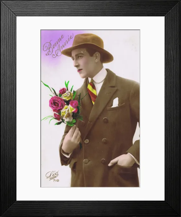 Framed Print : Postcard of effete French man, 1920s Framed Print : Postcard of effete French man, 1920s