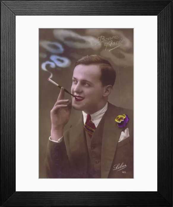 Framed Print : Postcard of effete French man, 1920s Framed Print : Postcard of effete French man, 1920s