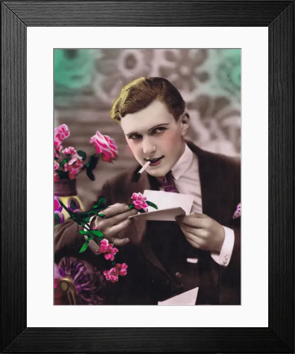 Framed Print : Postcard of effete French man, 1920s Framed Print : Postcard of effete French man, 1920s