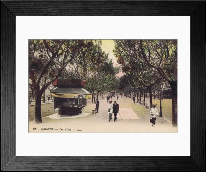 Framed Print : A scene of a tree lined avenue in Cannes, 1920s Framed Print : A scene of a tree lined avenue in Cannes, 1920s