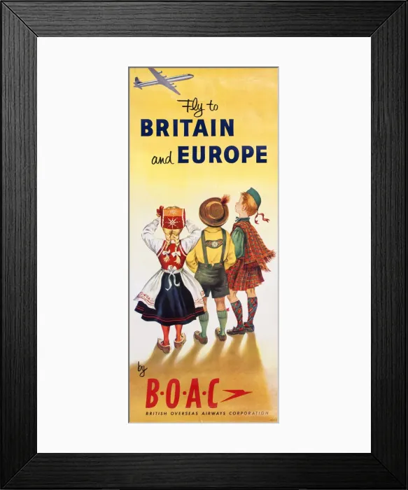 Framed Print : Poster, Fly to Britain and Europe by BOAC Framed Print : Poster, Fly to Britain and Europe by BOAC