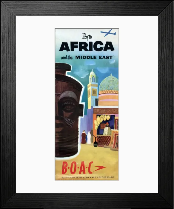 Framed Print : Poster, Fly to Africa and the Middle East by BOAC Framed Print : Poster, Fly to Africa and the Middle East by BOAC