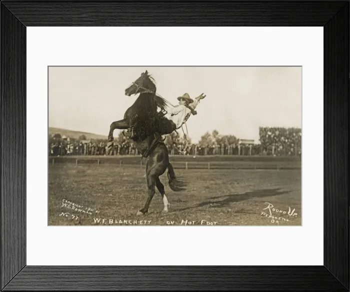 Framed Print : Rodeo - W. F. Blanchett on Hot Foot - Round up, Pendleton Framed Print : Rodeo - W. F. Blanchett on Hot Foot - Round up, Pendleton