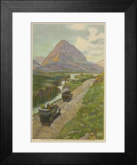 Framed Print : New Automobile Highway - Many-Galcier Region, Montana Framed Print : New Automobile Highway - Many-Galcier Region, Montana
