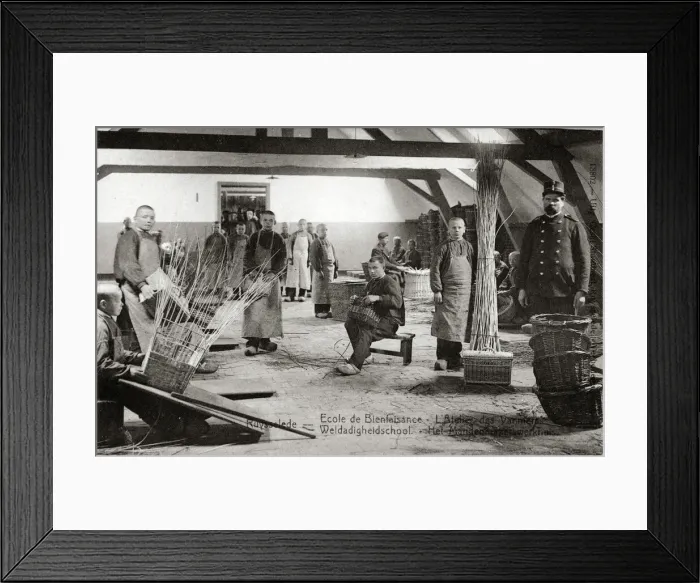 Framed Print : Ruysselede Reformatory, Belgium - Basket making Framed Print : Ruysselede Reformatory, Belgium - Basket making