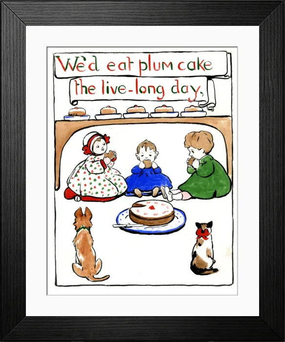 Framed Print : We d eat plum cake the live-long day, by Minnie Asprey Framed Print : We d eat plum cake the live-long day, by Minnie Asprey