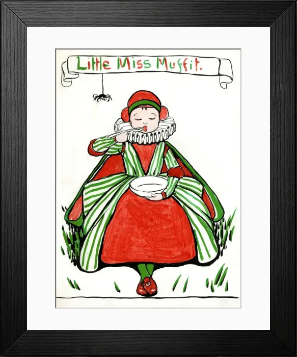 Framed Print : Little Miss Muffit, by Minnie Asprey Framed Print : Little Miss Muffit, by Minnie Asprey