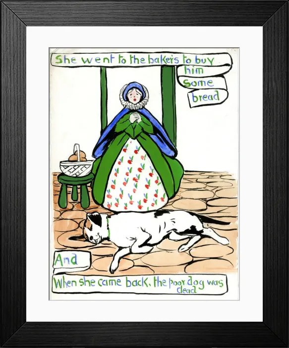Framed Print : Old Mother Hubbard, by Minnie Asprey Framed Print : Old Mother Hubbard, by Minnie Asprey