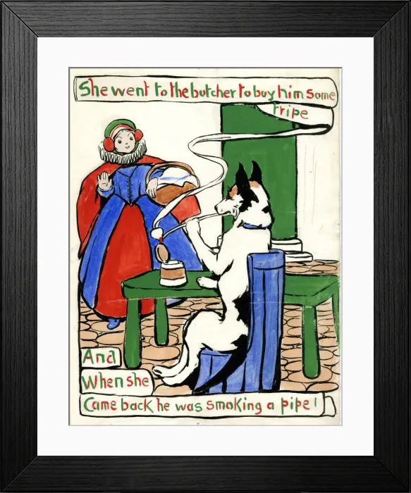 Framed Print : Old Mother Hubbard, by Minnie Asprey Framed Print : Old Mother Hubbard, by Minnie Asprey