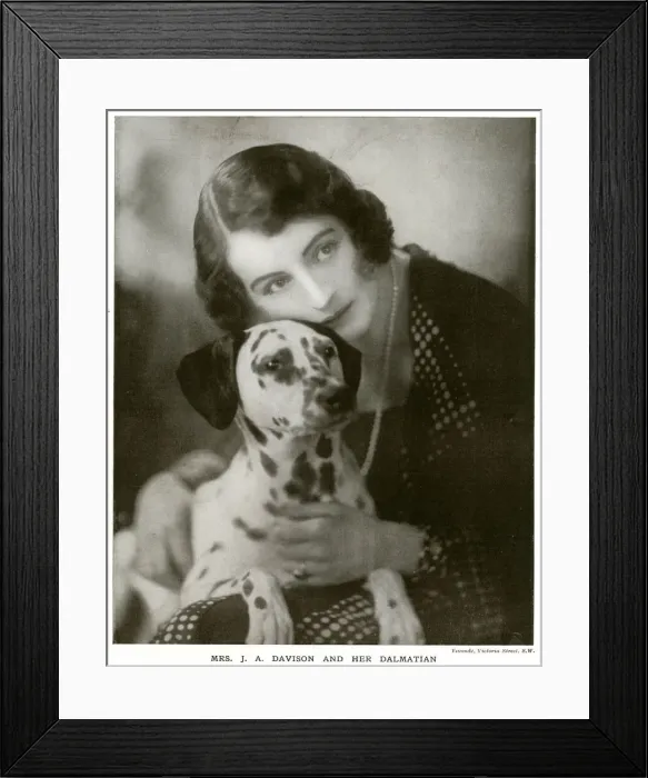 Framed Print : Mrs. J. A. Davison & Dalmatian by Madame Yevonde Framed Print : Mrs. J. A. Davison & Dalmatian by Madame Yevonde