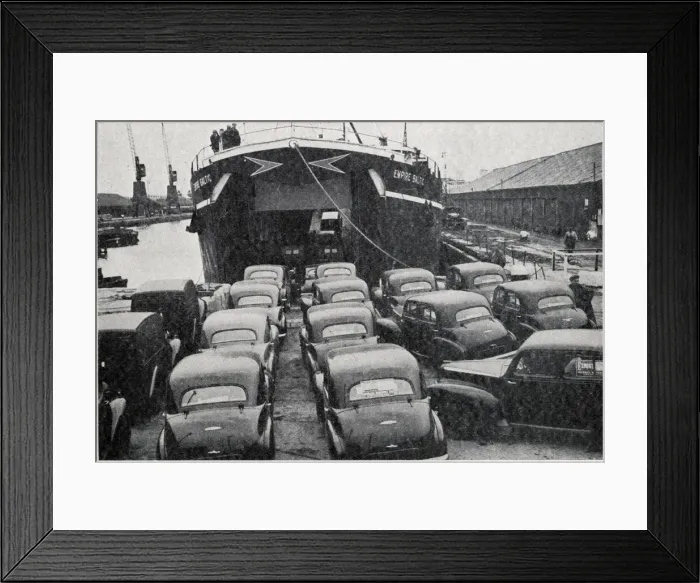 Framed Print : Post-WW2 export trade of cars to the European mainland Framed Print : Post-WW2 export trade of cars to the European mainland