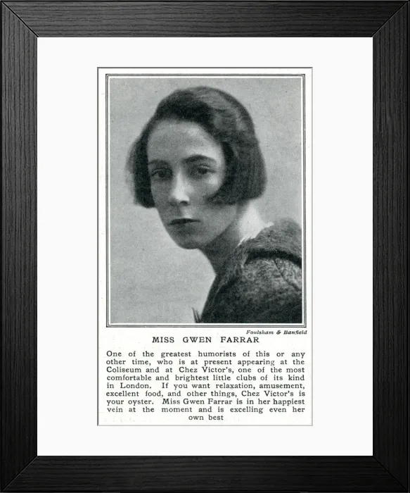 Framed Print : Gwen Farrar Framed Print : Gwen Farrar