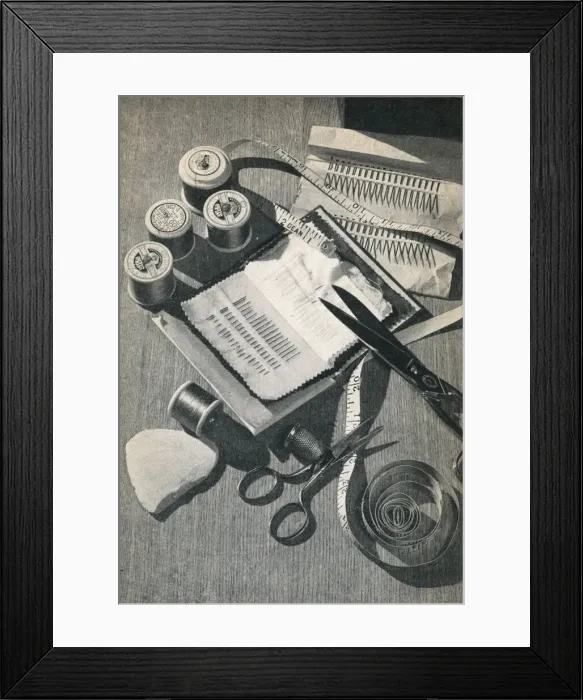 Framed Print : Sewing items, including needles, pins, scissors and thread Framed Print : Sewing items, including needles, pins, scissors and thread