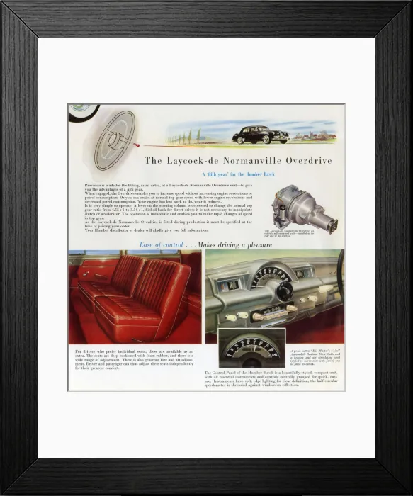 Framed Print : Power Plus Humber Hawk (Mk VIA) car brochure Framed Print : Power Plus Humber Hawk (Mk VIA) car brochure