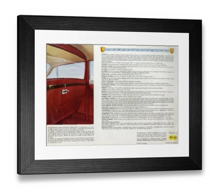 Framed Print : Power Plus Humber Hawk (Mk VIA) car brochure Framed Print : Power Plus Humber Hawk (Mk VIA) car brochure