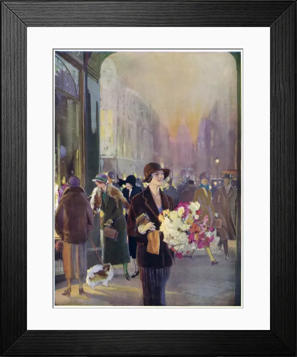 Framed Print : Shopping in London in late November, 1924 Framed Print : Shopping in London in late November, 1924