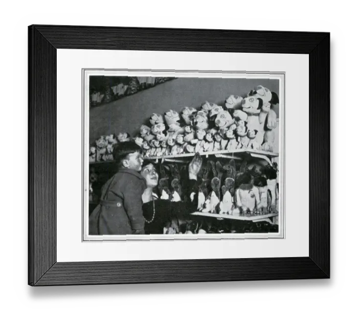 Framed Print : Bonzo toys on sale in a London shop, Christmas 1924 Framed Print : Bonzo toys on sale in a London shop, Christmas 1924