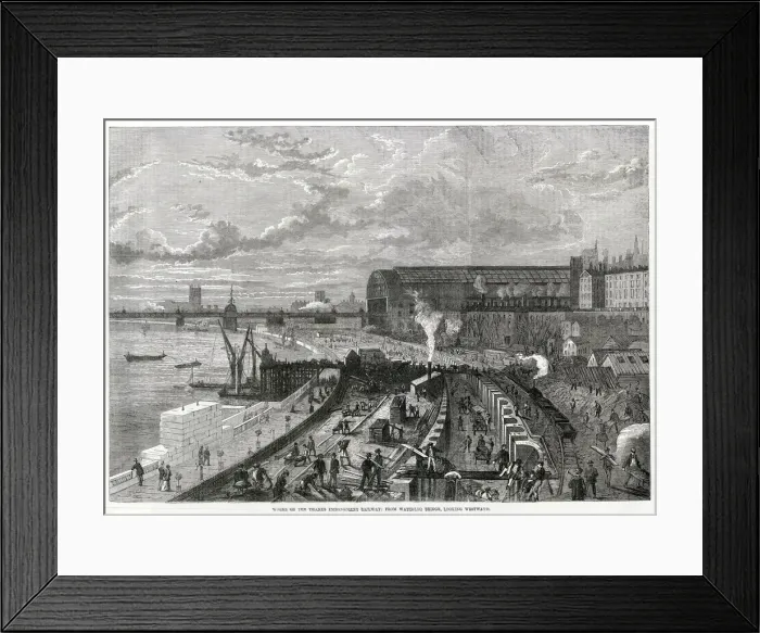 Framed Print : Thames Embankment Railway, construction 1870 Framed Print : Thames Embankment Railway, construction 1870