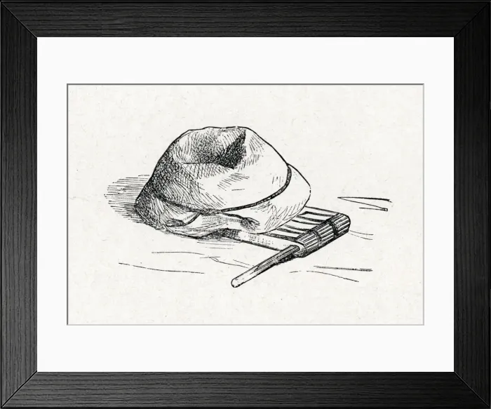 Framed Print : Little Women - Lauries felt hat and rattle Framed Print : Little Women - Lauries felt hat and rattle