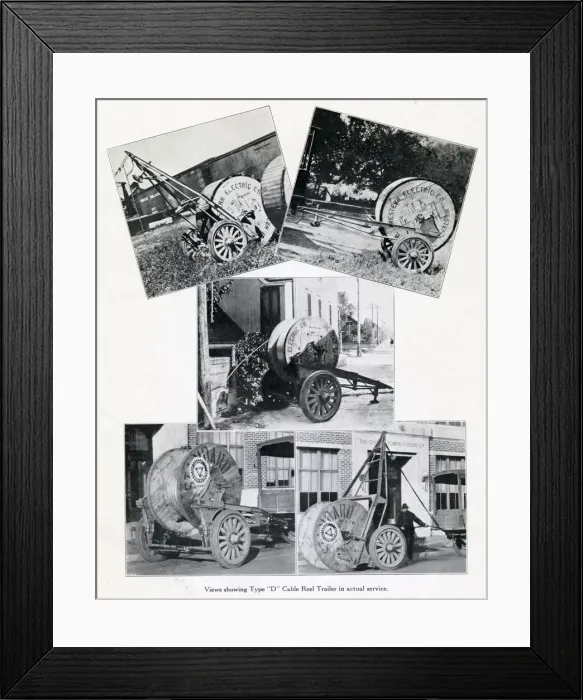 Framed Print : Five Type D Cable Reel Trailers in actual service Framed Print : Five Type D Cable Reel Trailers in actual service