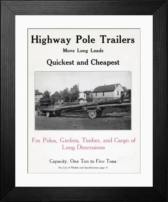 Framed Print : Highway Pole Trailers move long loads Framed Print : Highway Pole Trailers move long loads