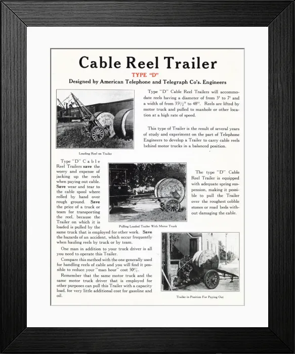 Framed Print : Three Type D Cable Reel Trailers Framed Print : Three Type D Cable Reel Trailers