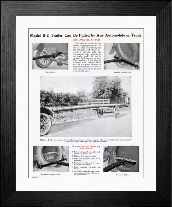 Framed Print : Model B-2 Trailer can be pulled by any automobile or truck Framed Print : Model B-2 Trailer can be pulled by any automobile or truck