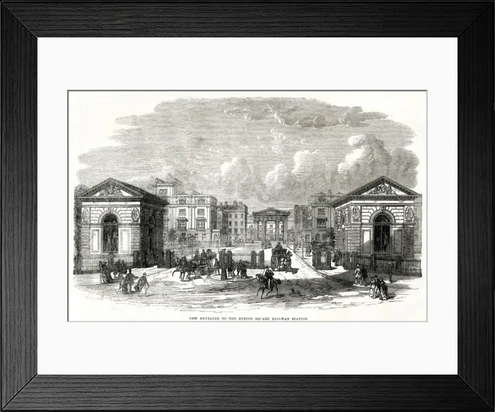 Framed Print : Euston Square - Railway Station Entrance, London 1870 Framed Print : Euston Square - Railway Station Entrance, London 1870