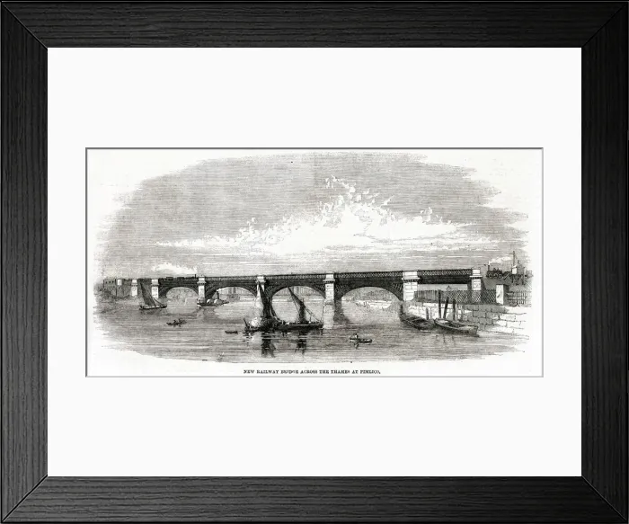 Framed Print : New Railway Bridge, Pimlico, London 1860 Framed Print : New Railway Bridge, Pimlico, London 1860