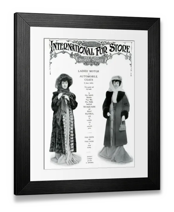 Framed Print : Advert for International Fur Store 1908 Framed Print : Advert for International Fur Store 1908