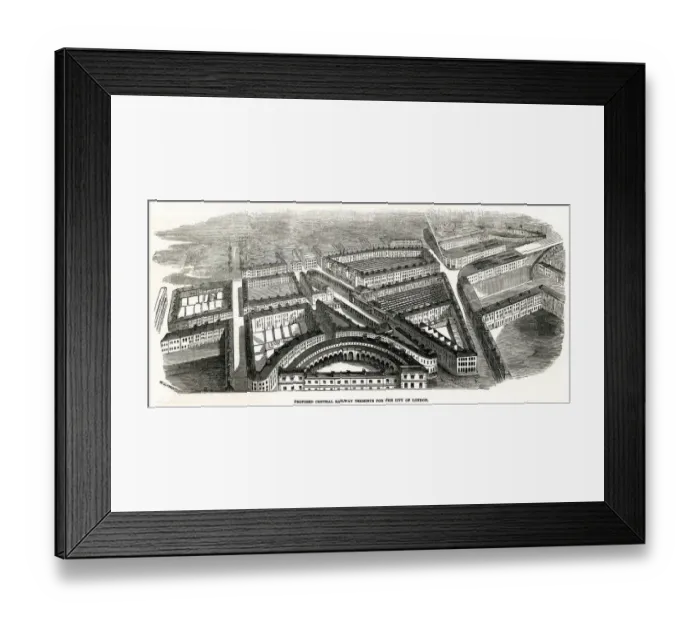 Framed Print : Proposed central railway terminus, London 1846 Framed Print : Proposed central railway terminus, London 1846
