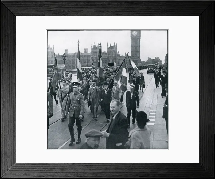 Framed Print : Frenchmen marching in London after enlisting 1939 Framed Print : Frenchmen marching in London after enlisting 1939
