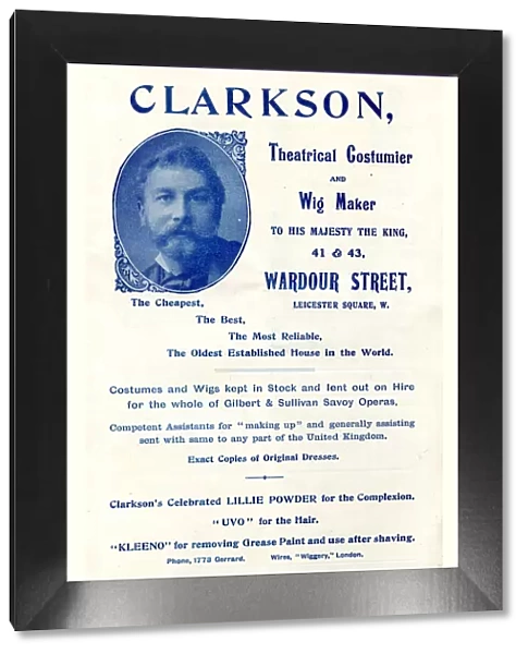 Advertisement, Clarkson, Wigs and Theatrical Costume