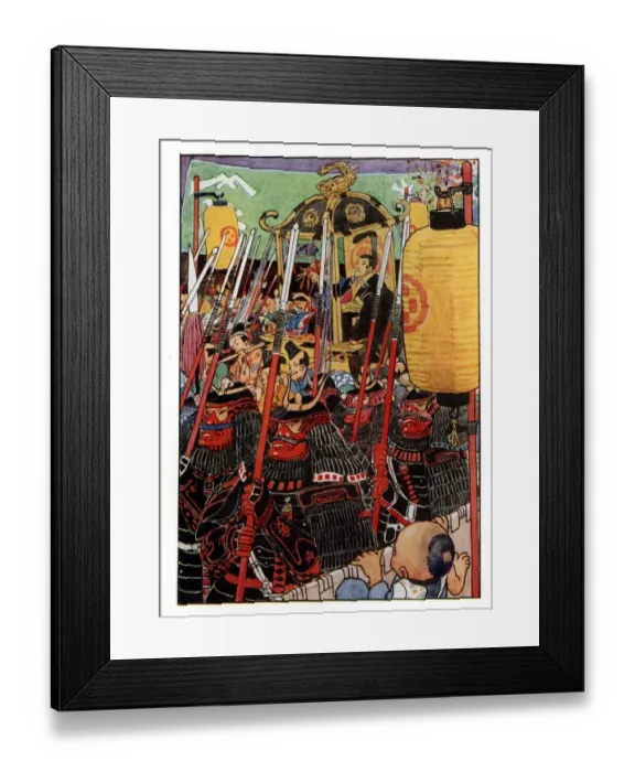 Framed Print : Japanese warriors in red and black armour Framed Print : Japanese warriors in red and black armour
