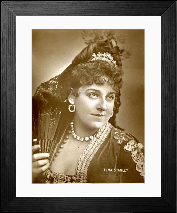 Framed Print : Alma Stanley, Victorian actress in Spanish costume Framed Print : Alma Stanley, Victorian actress in Spanish costume