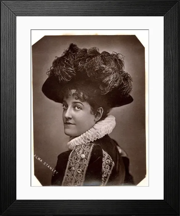 Framed Print : Alma Stanley, Victorian actress in historical costume Framed Print : Alma Stanley, Victorian actress in historical costume