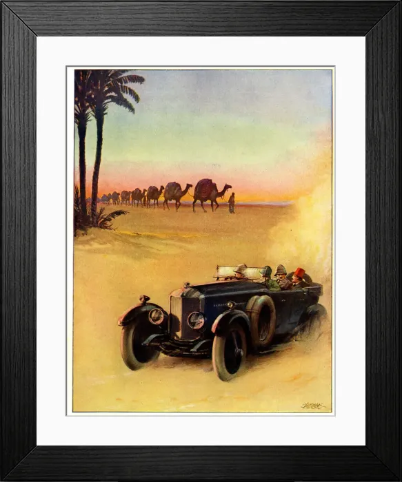Framed Print : Motor Car and Camel Train, Egypt Framed Print : Motor Car and Camel Train, Egypt