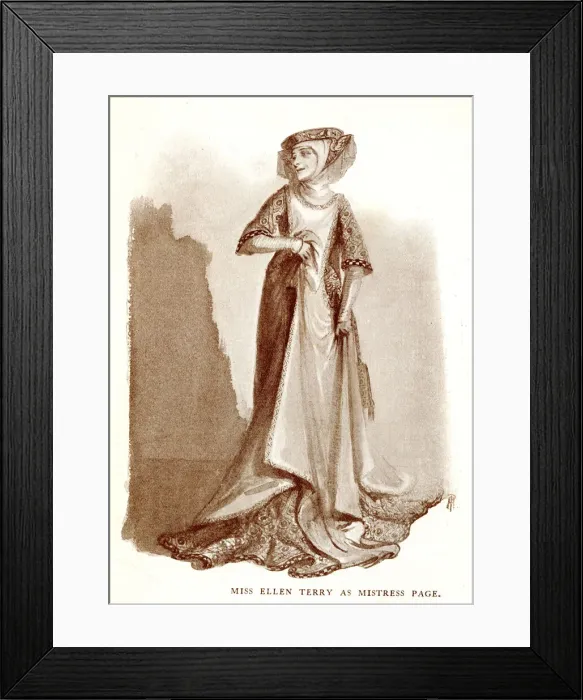 Framed Print : Ellen Terry as Mistress Page, Merry Wives of Windsor Framed Print : Ellen Terry as Mistress Page, Merry Wives of Windsor