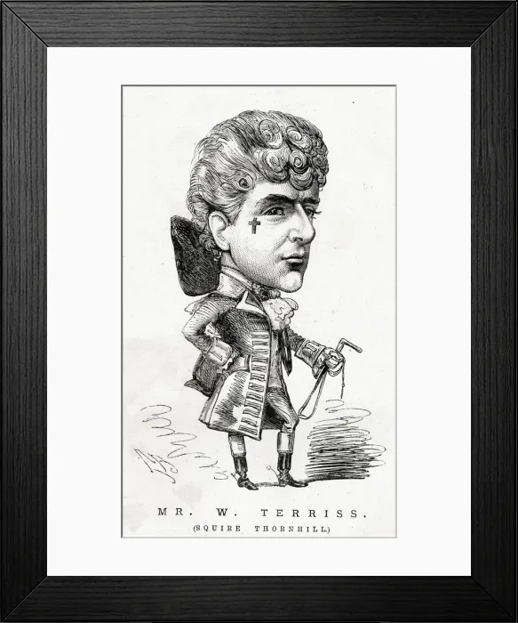 Framed Print : Cartoon, William Terriss as Squire Thornhill Framed Print : Cartoon, William Terriss as Squire Thornhill