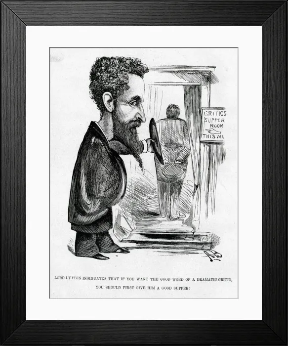 Framed Print : Cartoon, Lord Lytton and the drama critic Framed Print : Cartoon, Lord Lytton and the drama critic