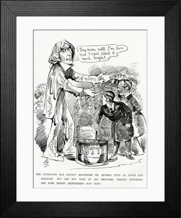 Framed Print : Cartoon, Henry Irving being buttered up Framed Print : Cartoon, Henry Irving being buttered up